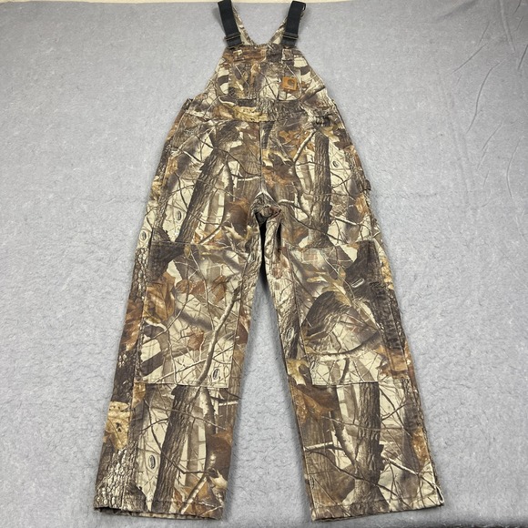 Carhartt Bib Mens 34x30 Realtree Camo Insulated Double Knee Overalls R43 CMO - Picture 1 of 16